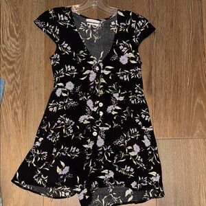 Urban Outfitters Floral Black and Purple Romper